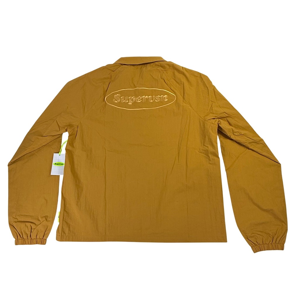 Supervsn Studios Mens Mustard Yellow Embroidered Logo Coaches Jacket Size M NEW